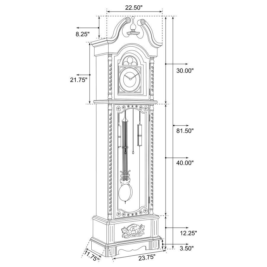 Cedric - Grandfather Clock With Adjustable Chime - Golden Brown