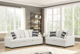 Beige Modern 3 Room Furniture Package with Wingback Queen Bed, 6 Piece Dining Set & 2 Piece Living Room Set