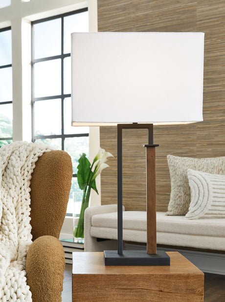 Voslen - Black / Brown - Metal Table Lamp (Set of 2) by Signature Design by Ashley® | Bel Furniture