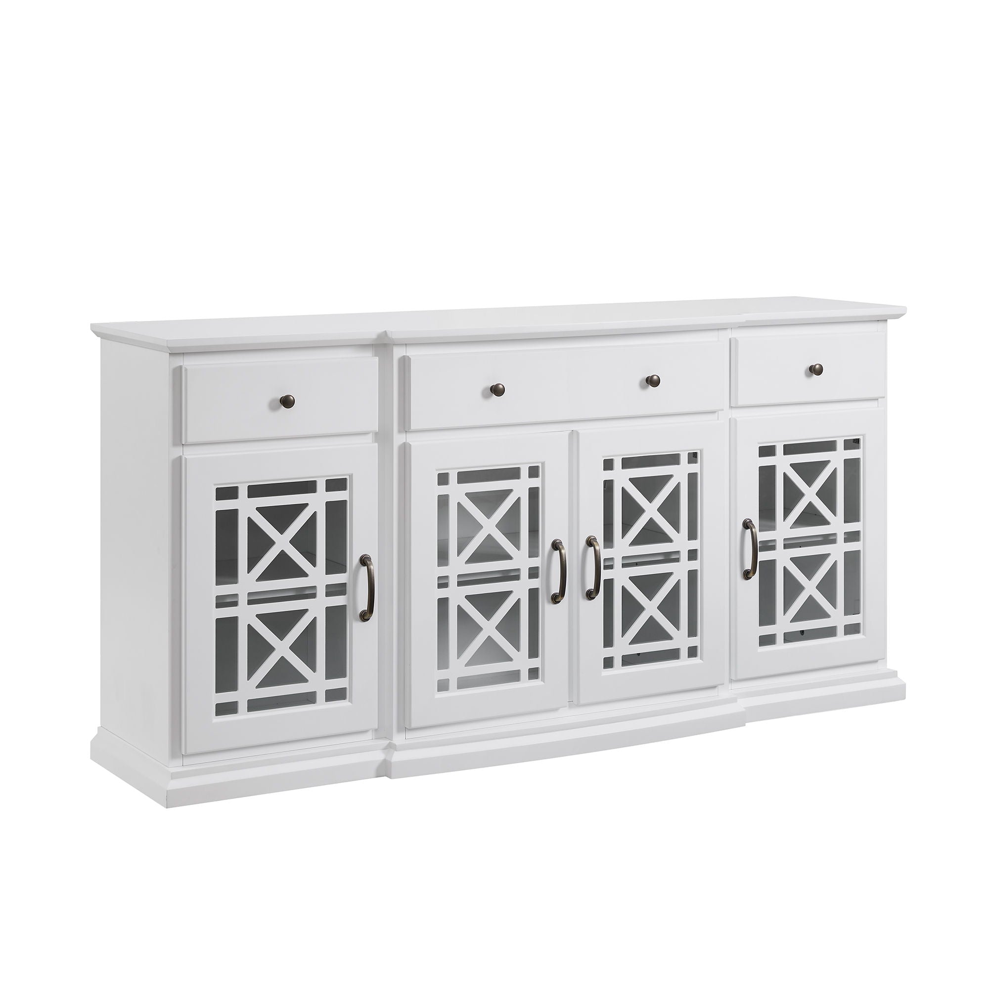 Classic Fretwork Detailed Glass Door Sideboard