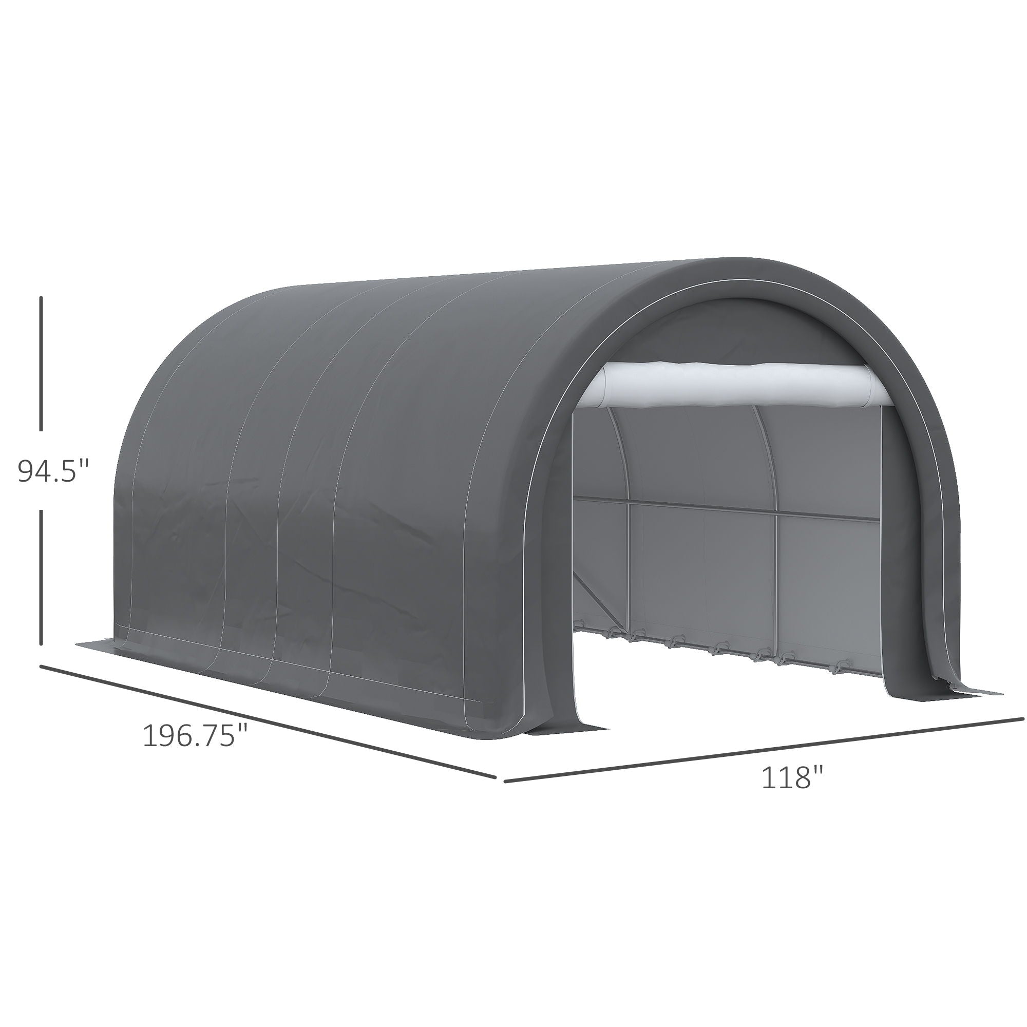 Outsunny - 10' x 16' Carport, Heavy Duty Portable Garage Storage Tent With Large Zippered Door, Anti-Uv Pe Canopy Cover For Car, Truck, Boat, Motorcycle, Bike, Garden Tools, Outdoor Work