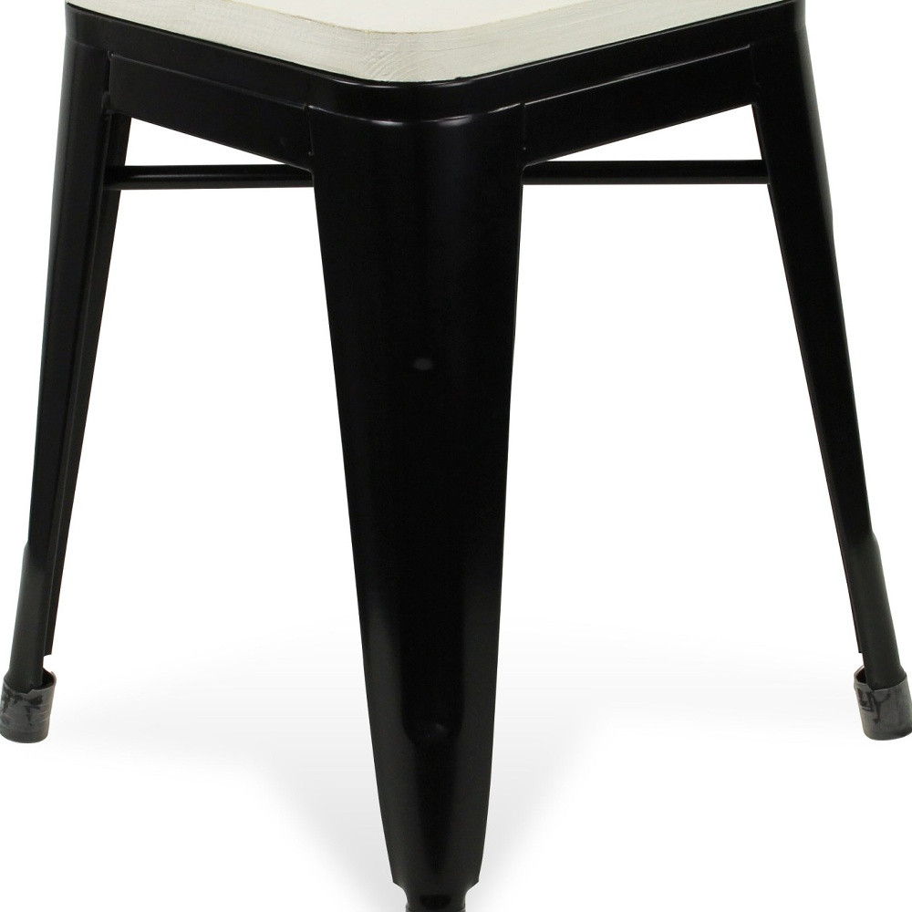 Steel Backless Bar Chair - White / Black