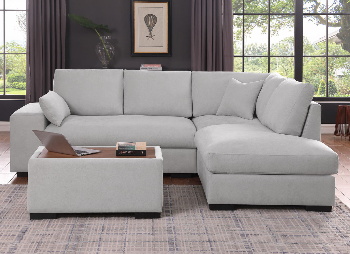 Joshua - 100" Sectional Sofa with Right Facing Chaise and Console Ottoman by Lilola Home | Bel Furniture
