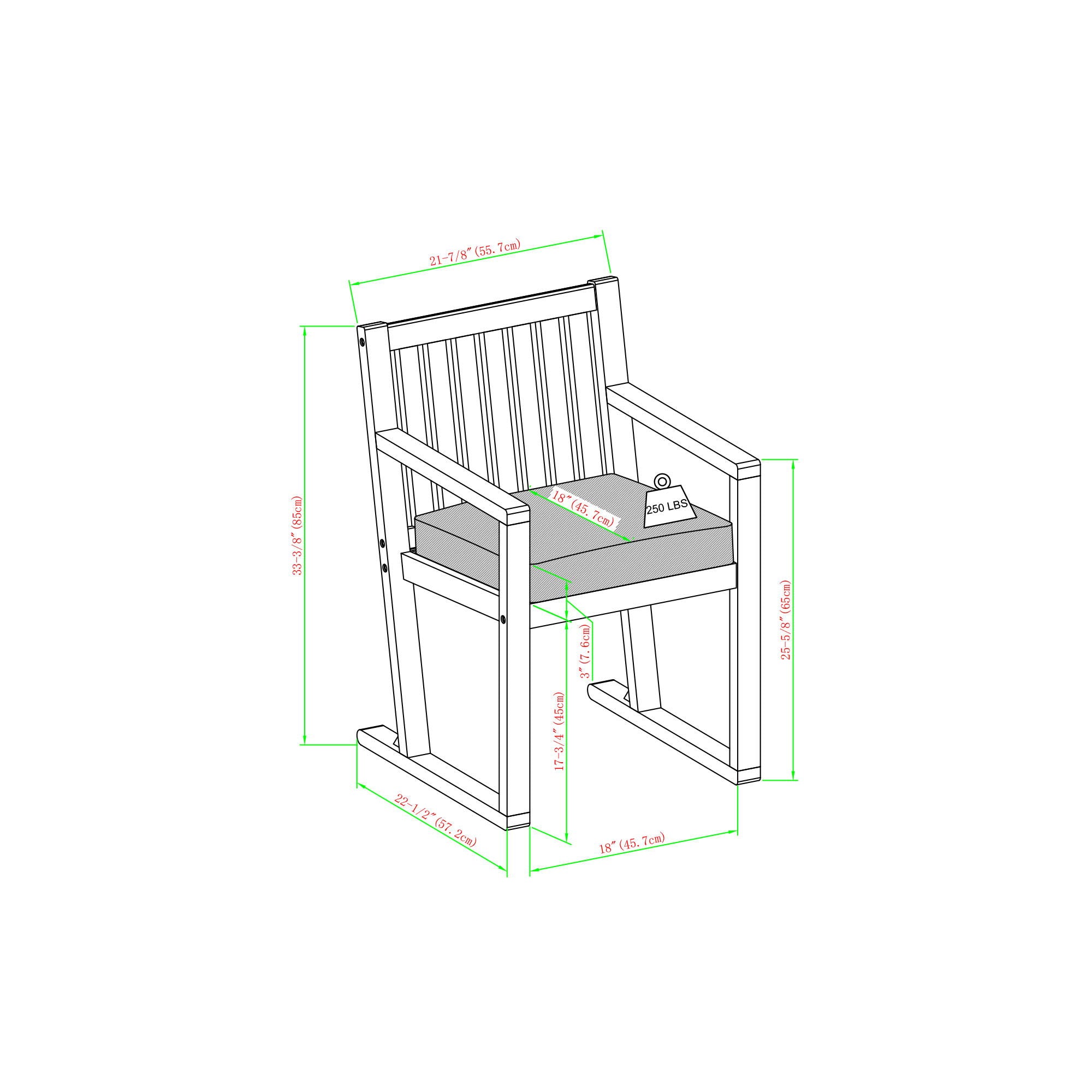 Contemporary 2 Piece Solid Wood Slat Back Patio Dining Chairs - Brown