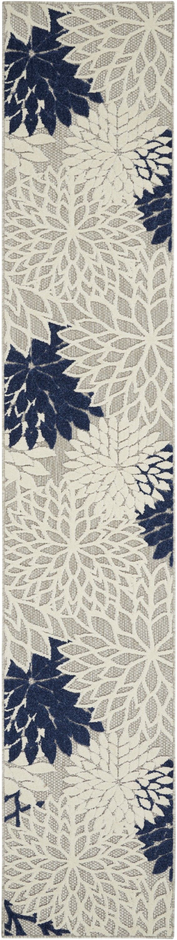 2’ X 12’ Indoor / Outdoor Runner Rug - Ivory / Navy