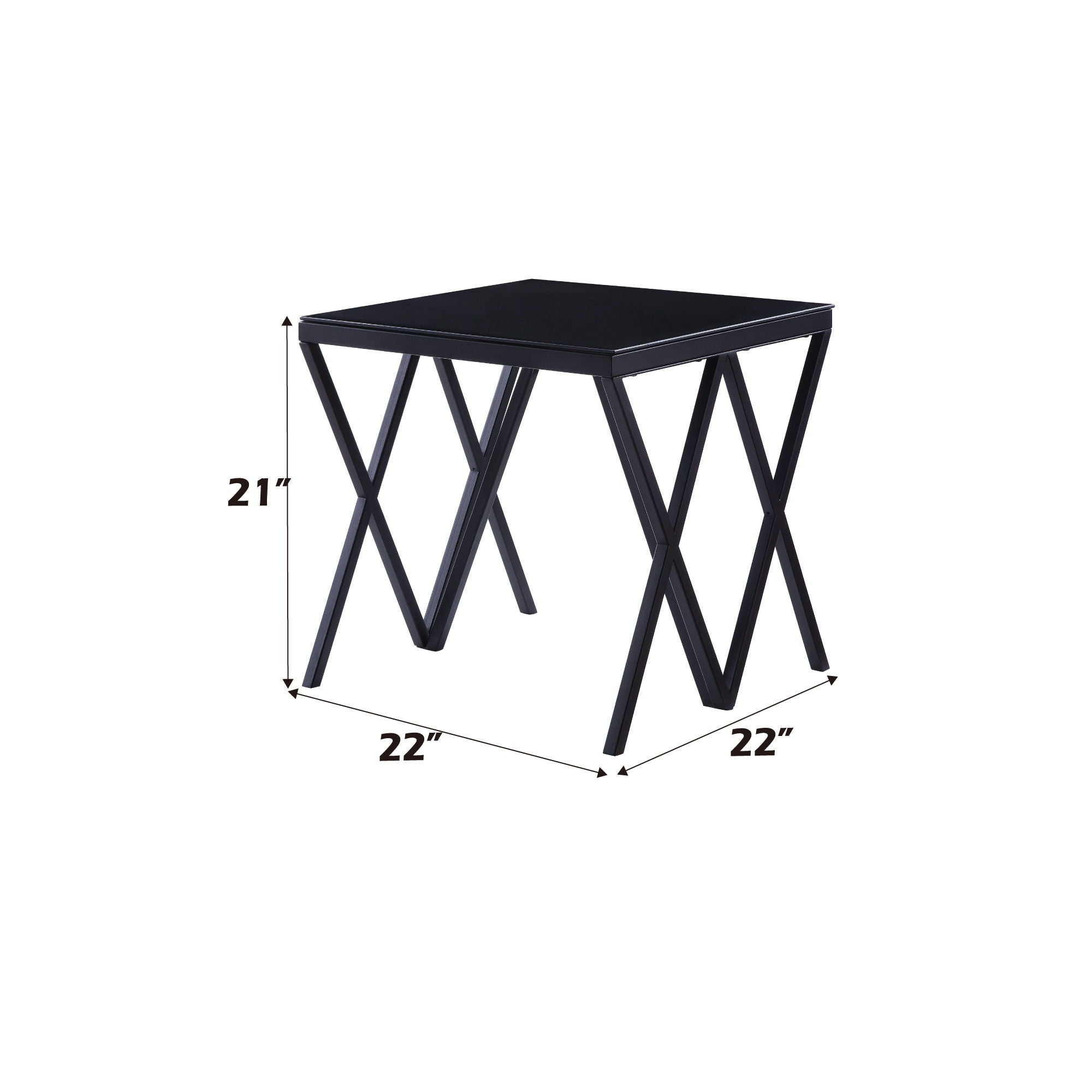 Magenta - Glass Top End Table - Black