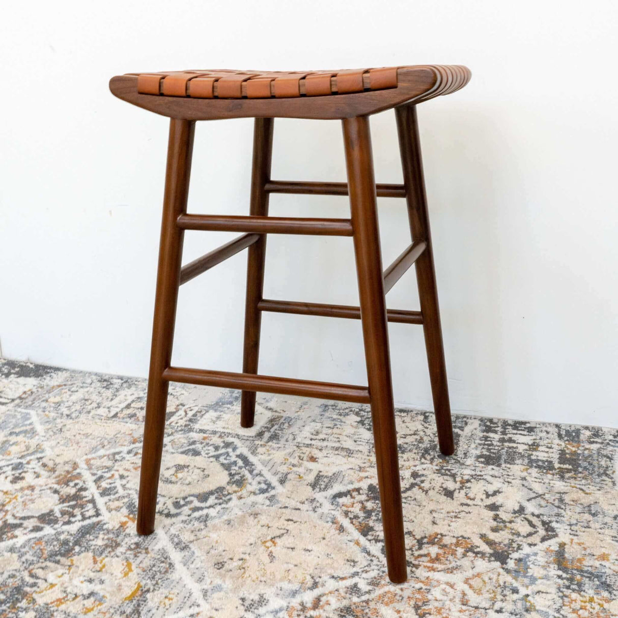 Maya - Genuine Leather Stool - Rustic / Tan by Ashcroft Furniture | Bel Furniture