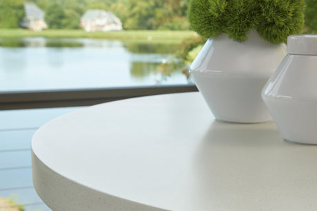Seton Creek - Round Bar Table With Umbrella Option - Beige - view 6