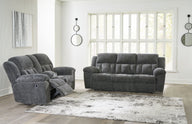 Frohn - Reclining Living Room Set Dark Gray 2 Pc. Reclining Sofa, Reclining Loveseat With Console by Signature Design by Ashley® | Bel Furniture