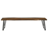 Neve - Live Edge Wood Dining Bench Hairpin Legs - Gray Sheesham by CoasterEssence | Bel Furniture