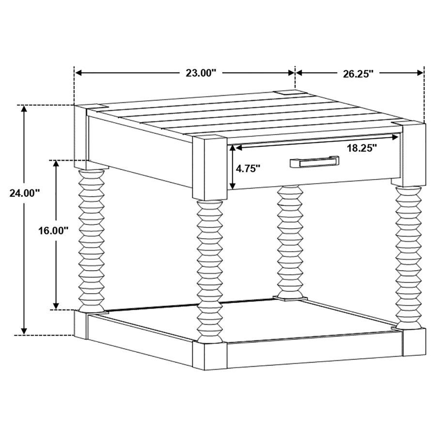 Meredith - 1-Drawer Rectangular Side End Table - Coffee Bean