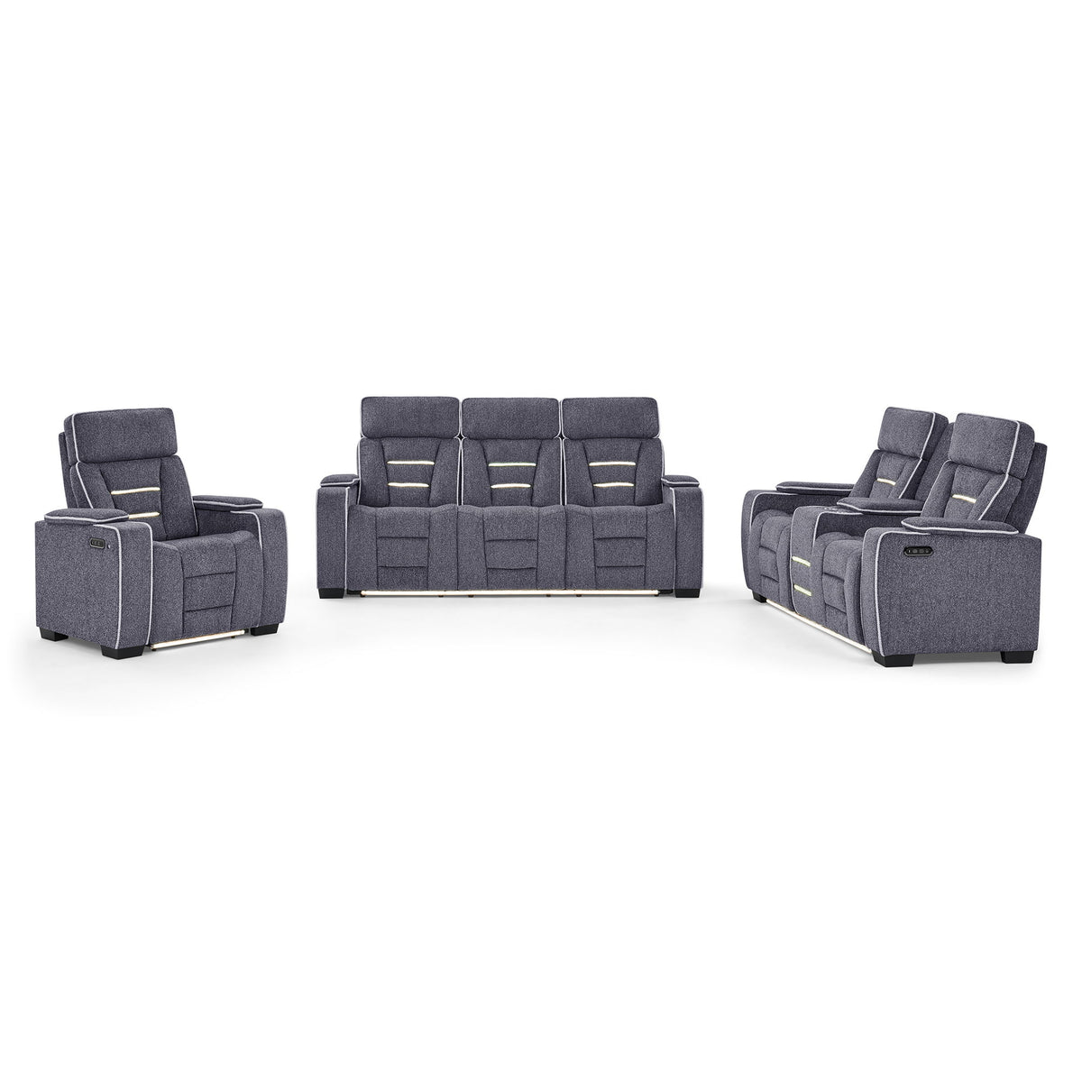 Austin - Console Reclining Loveseat With Storage Arms - Gray