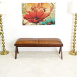 Chad - Mid-Century Modern Leather Bench - Brown / Tan by Ashcroft Furniture | Bel Furniture