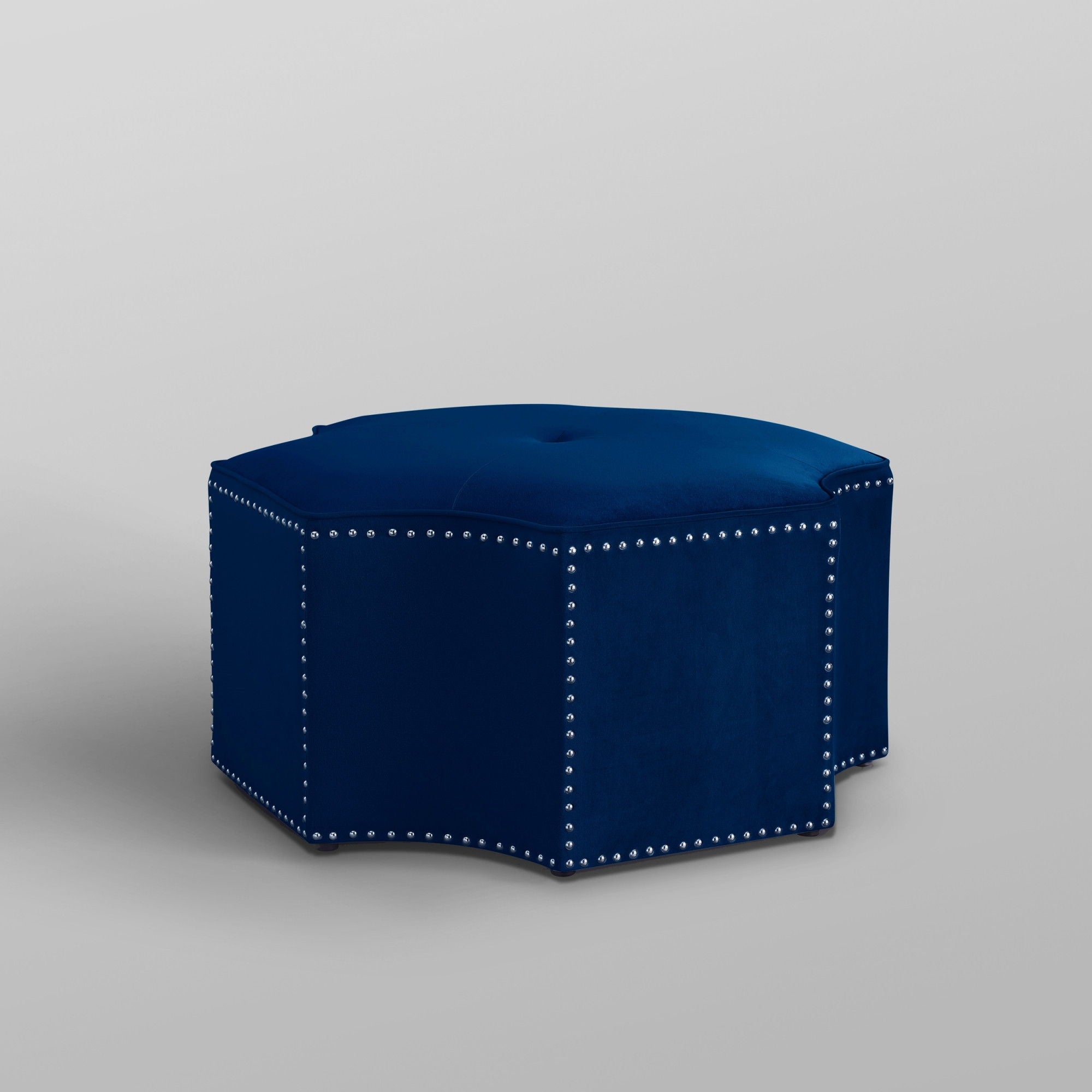 Velvet Specialty Cocktail Ottoman - Navy Blue