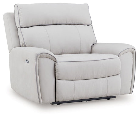 Social Pointe - Pearl / Ash - Power Recliner / Adjustable Headrest by Signature Design by Ashley® | Bel Furniture