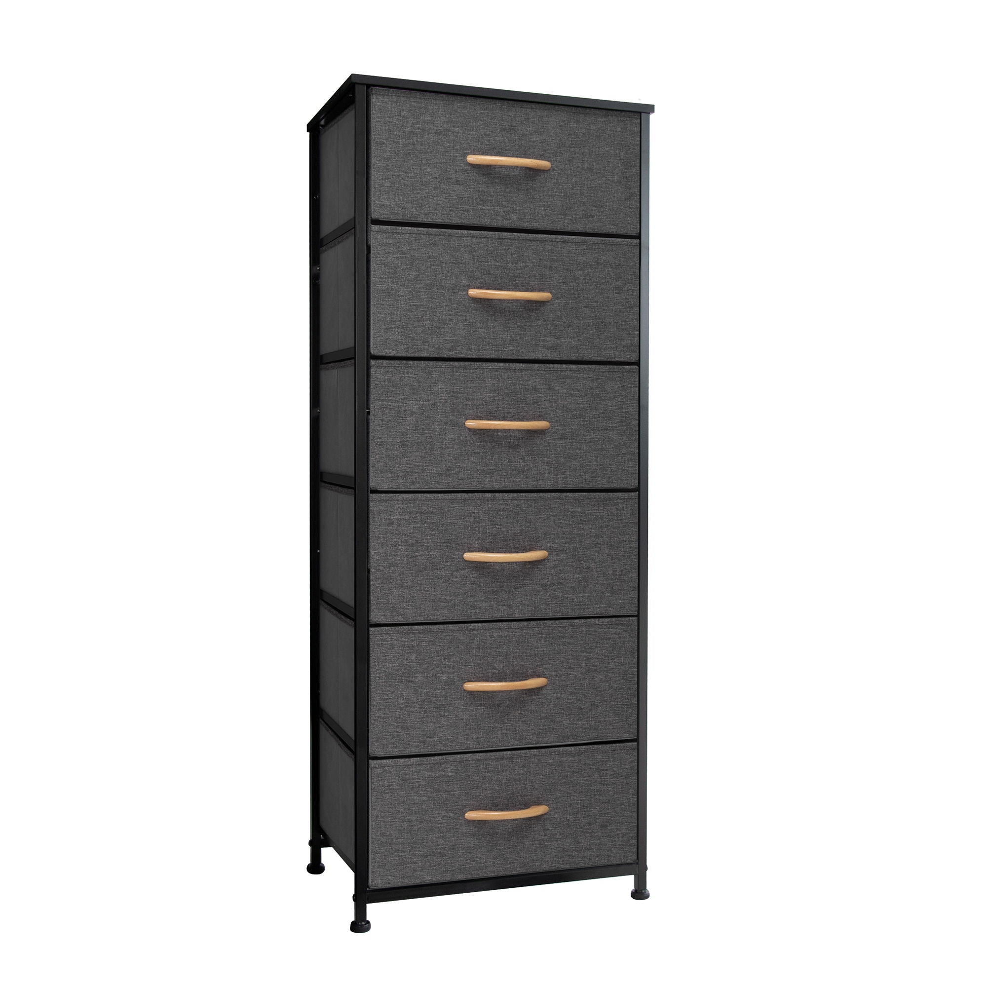 Fabric 6 Drawer Chest - Gray / Black