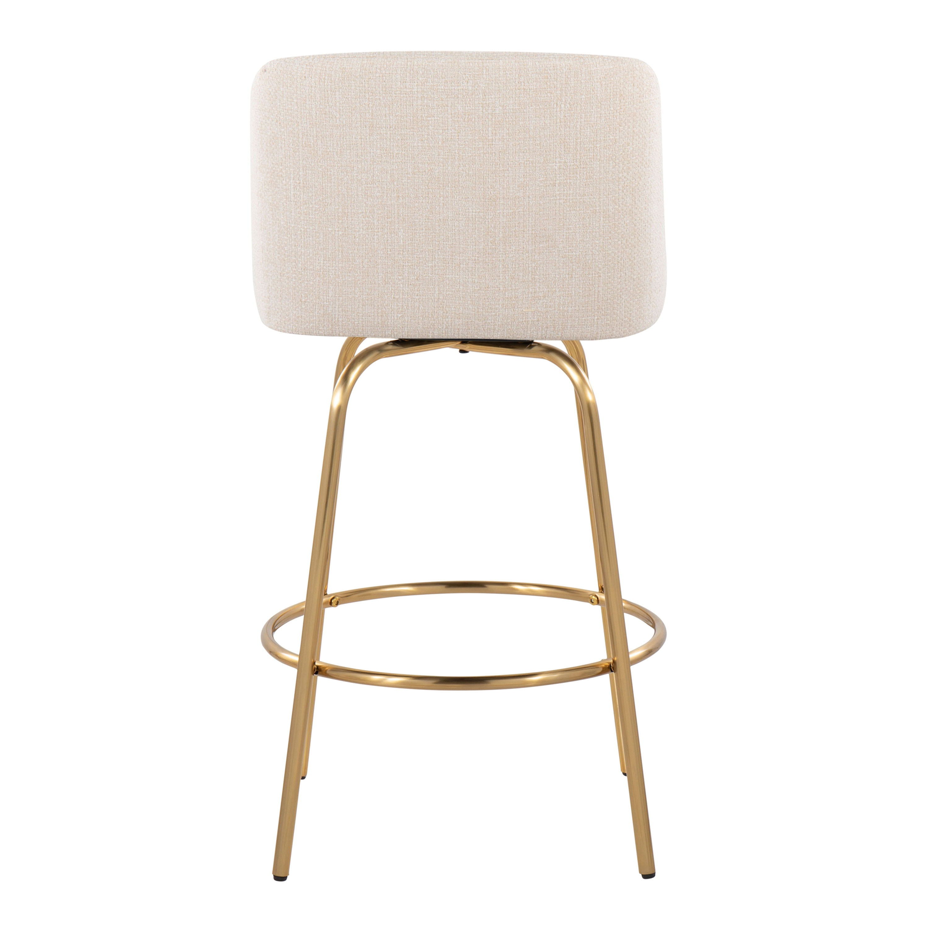 Toriano - Contemporary, Fixed Height Counter Stool With Swivel With Round Footrest (Set of 2)