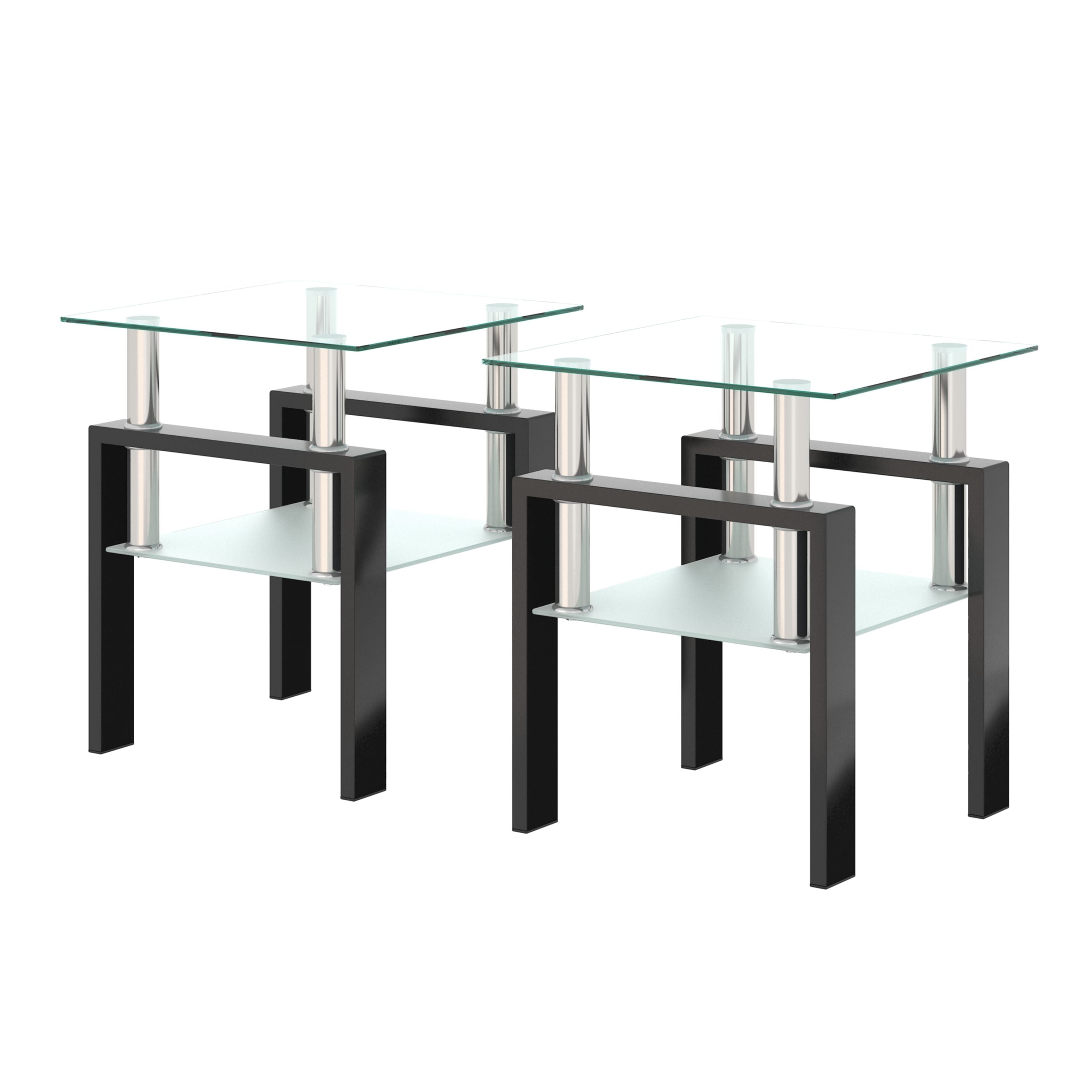 Modern Tempered Glass Tea Table, End Square Table For Living Room