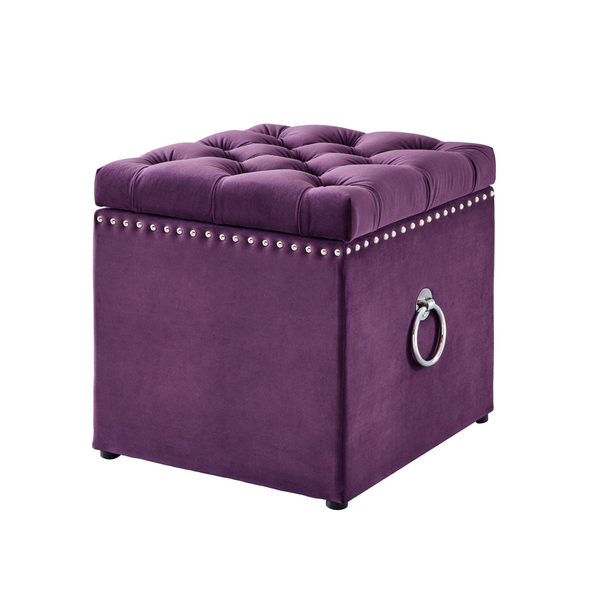 Velvet Tufted Storage - Purple / Black