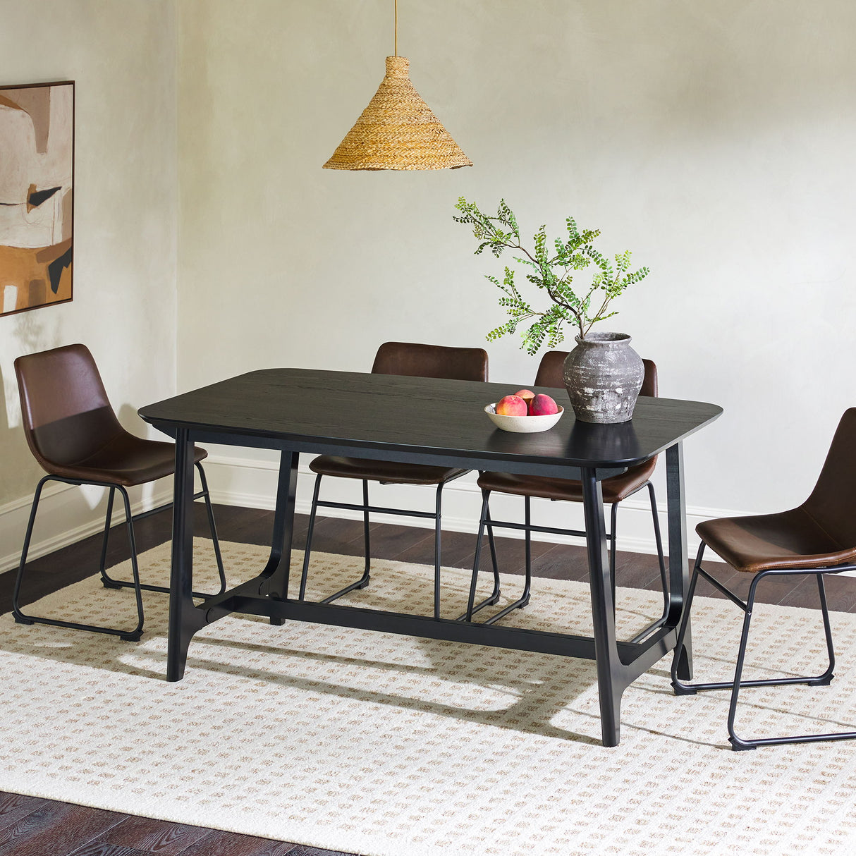 Mid-Century Modern Dining Table With Trestle Base by Walker Edison | Bel Furniture