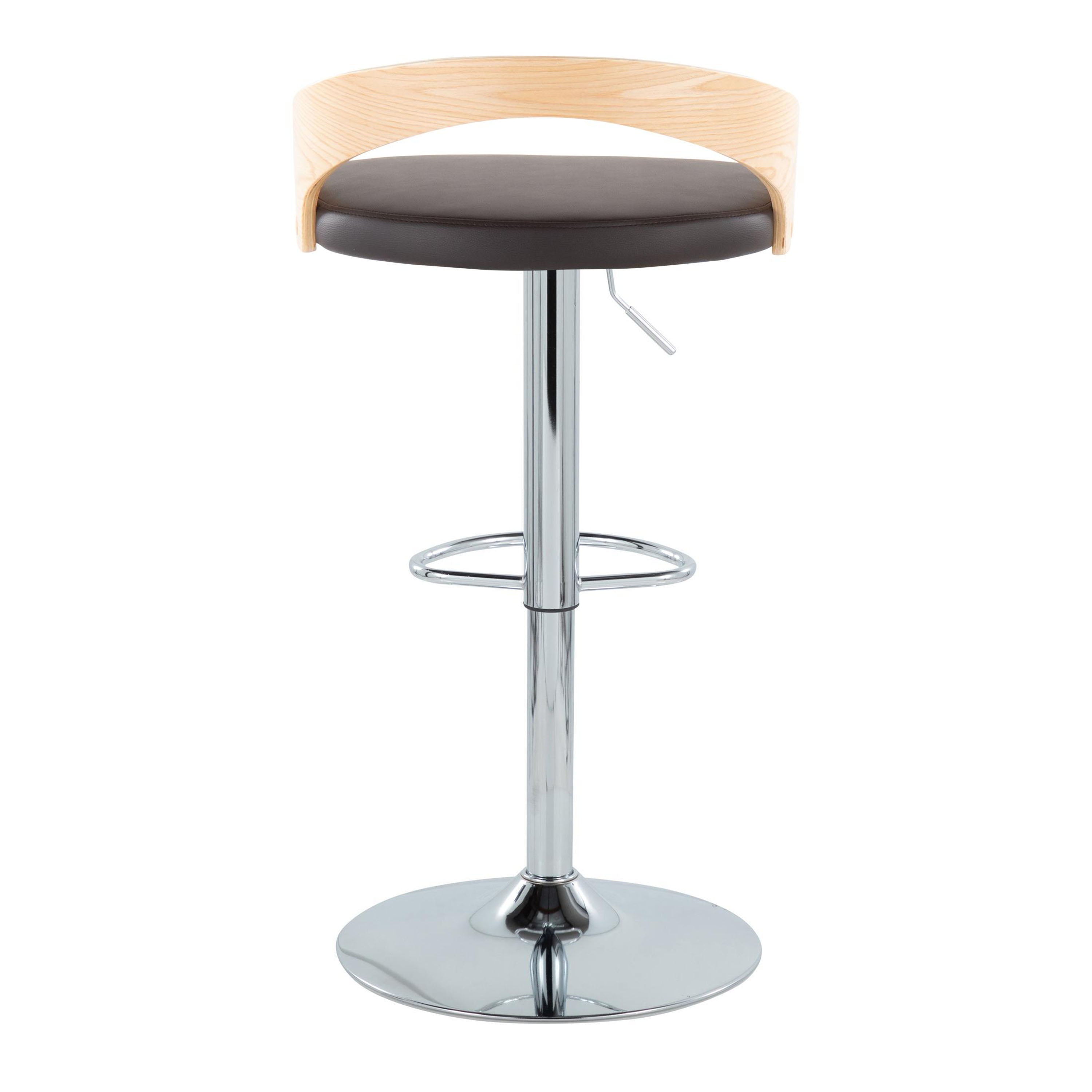 Grotto - Mid Century Modern Adjustable Height Barstool & Swivel With Oval Footrest (Set of 2)