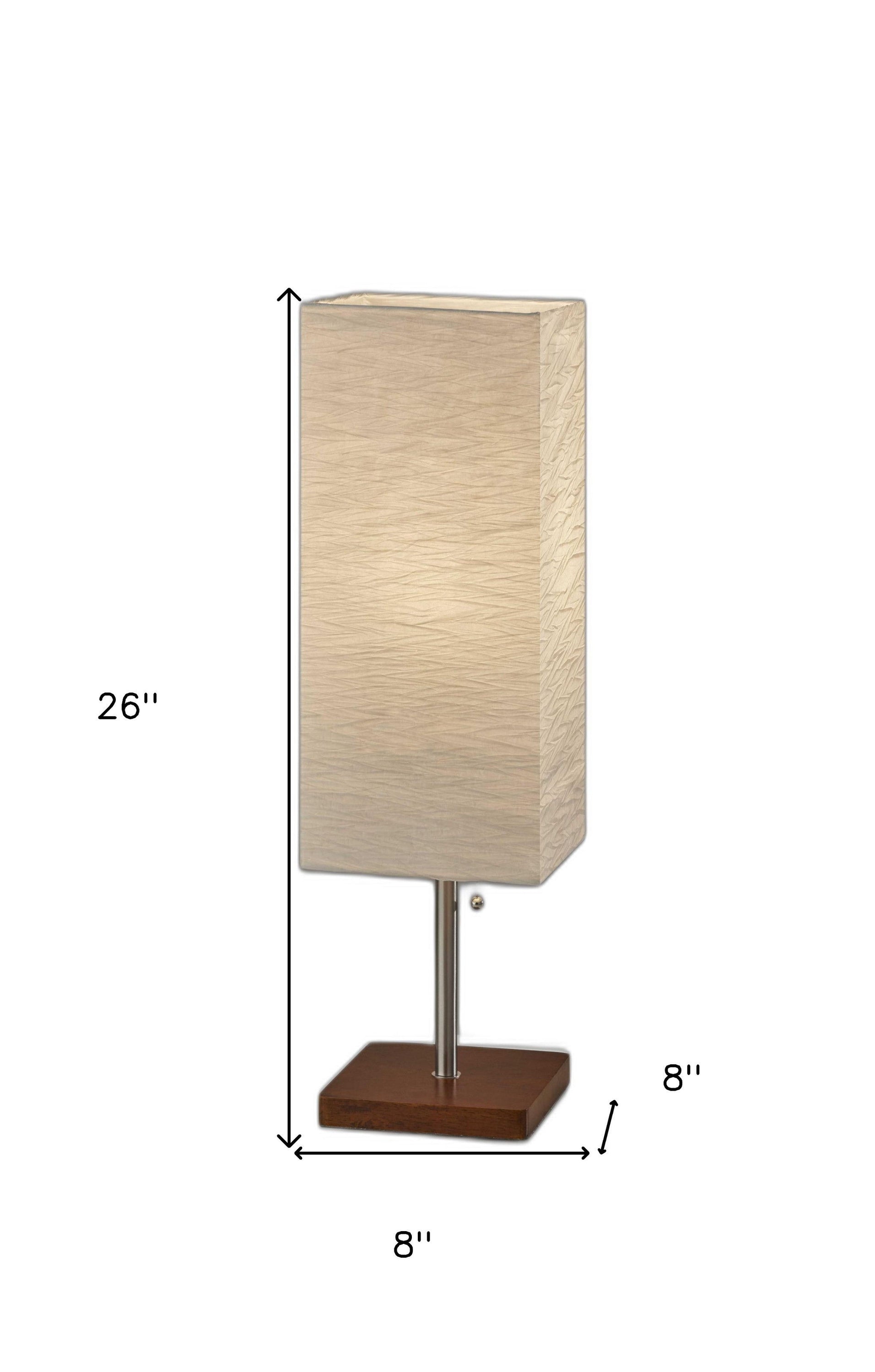 Wildside Paper Shade With Walnut Wood Table Lamp - Light Brown