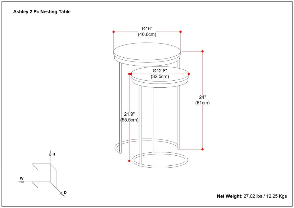 Ashley - 2 Piece Nesting Table - Gold by Simpli-Home | Bel Furniture