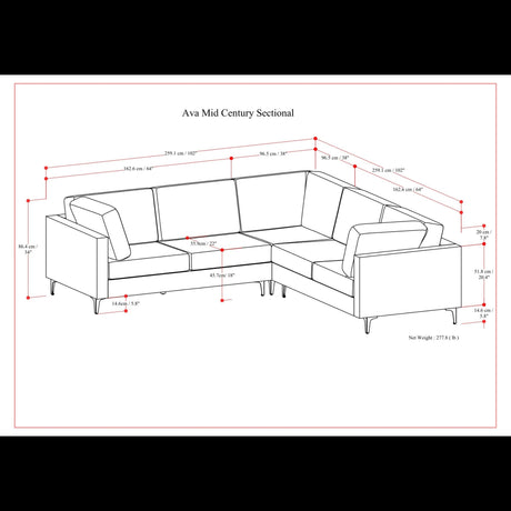 Ava - Mid Century Corner Sectional Sofa Handcrafted - view 15