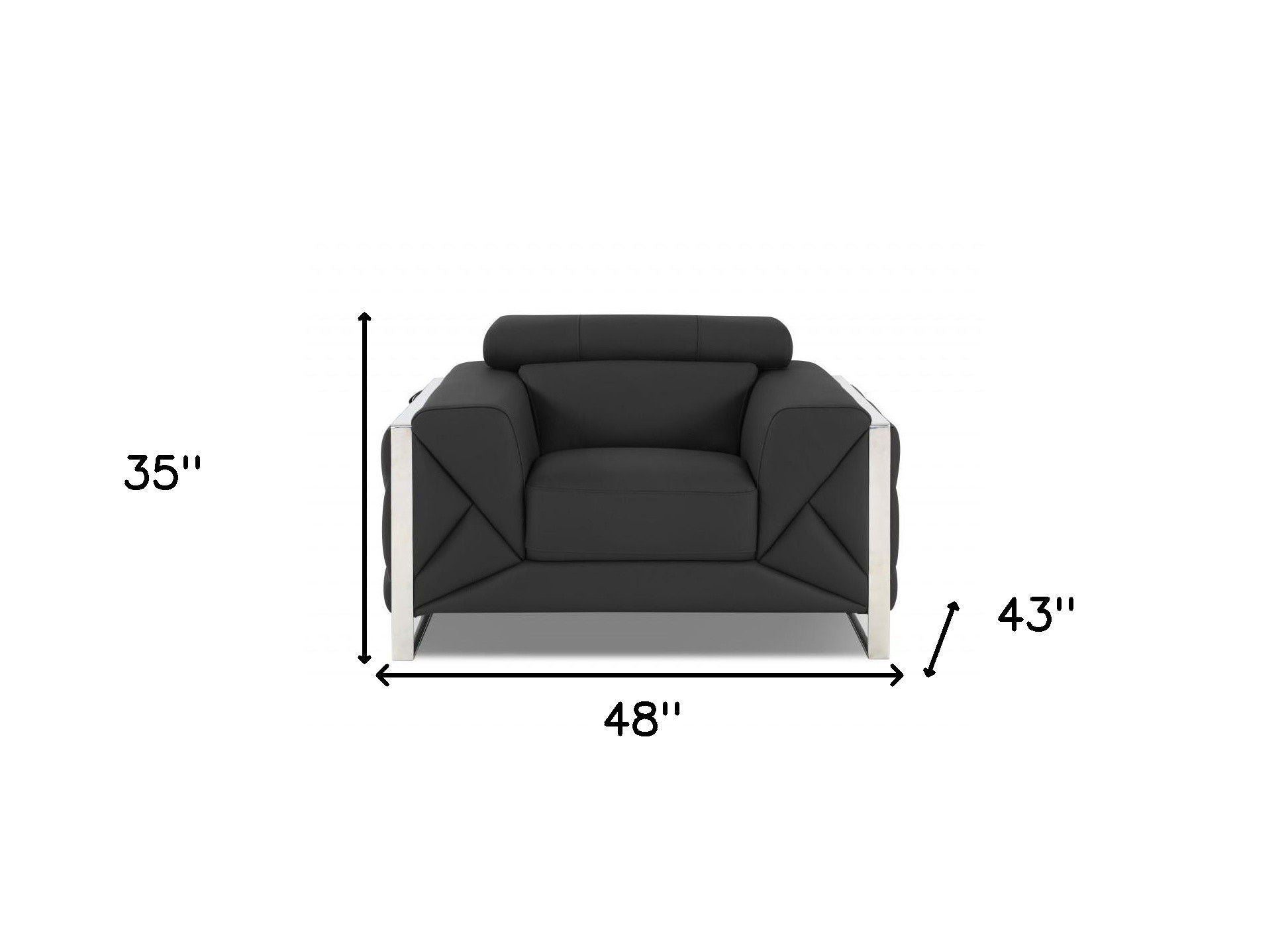 Mod Leather And Chrome Deco Accent Chair - Charcoal Gray