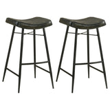 Bayu - Leather Upholstered Saddle Seat Backless Bar Stool (Set of 2) Dark Brown by Coaster Fine Furniture | Bel Furniture