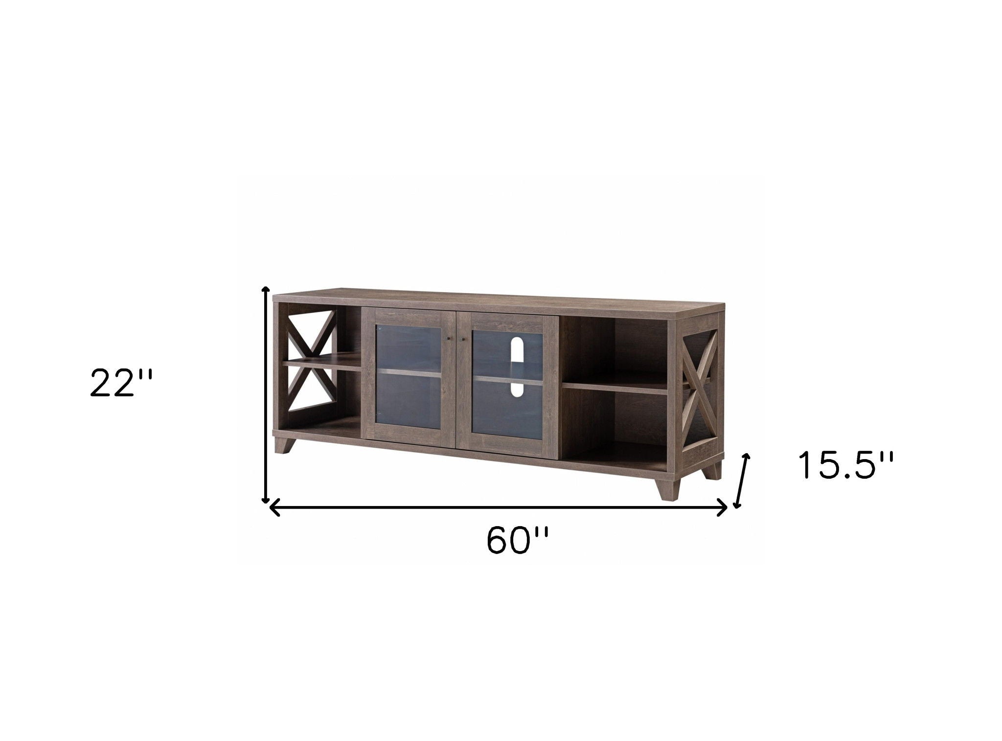 Particle Board And Glass Cabinet Enclosed Storage TV Stand - Brown