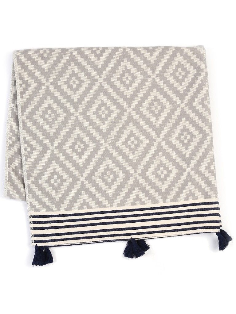 Tribal Design Turkish Towel Beach Blanket - Gray