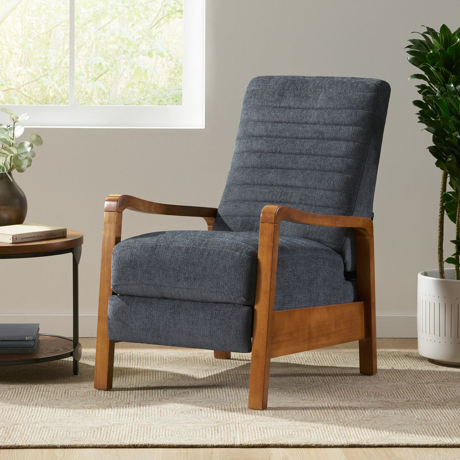 Fabric Wood Hand Manual Club Recliner