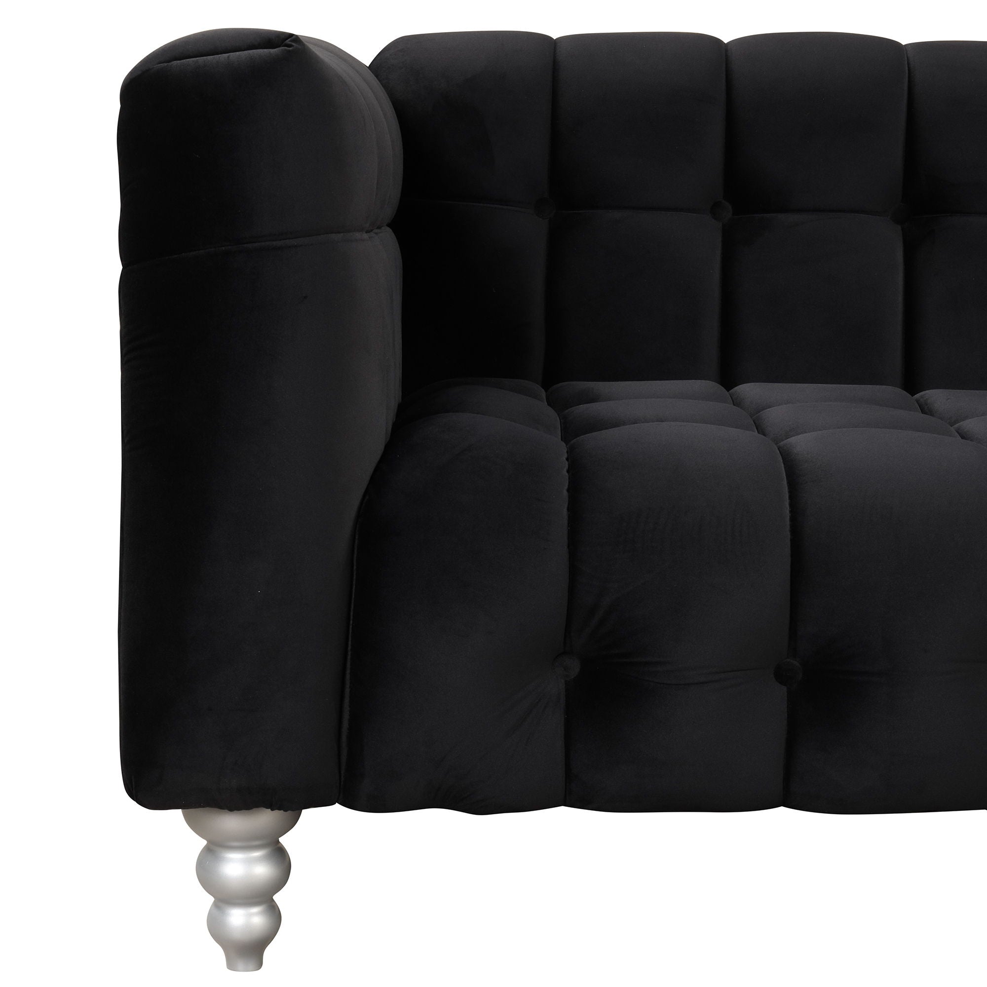 Modern Sofa Dutch Fluff Upholstered Sofa With Solid Wood Legs, Buttoned Tufted Backrest