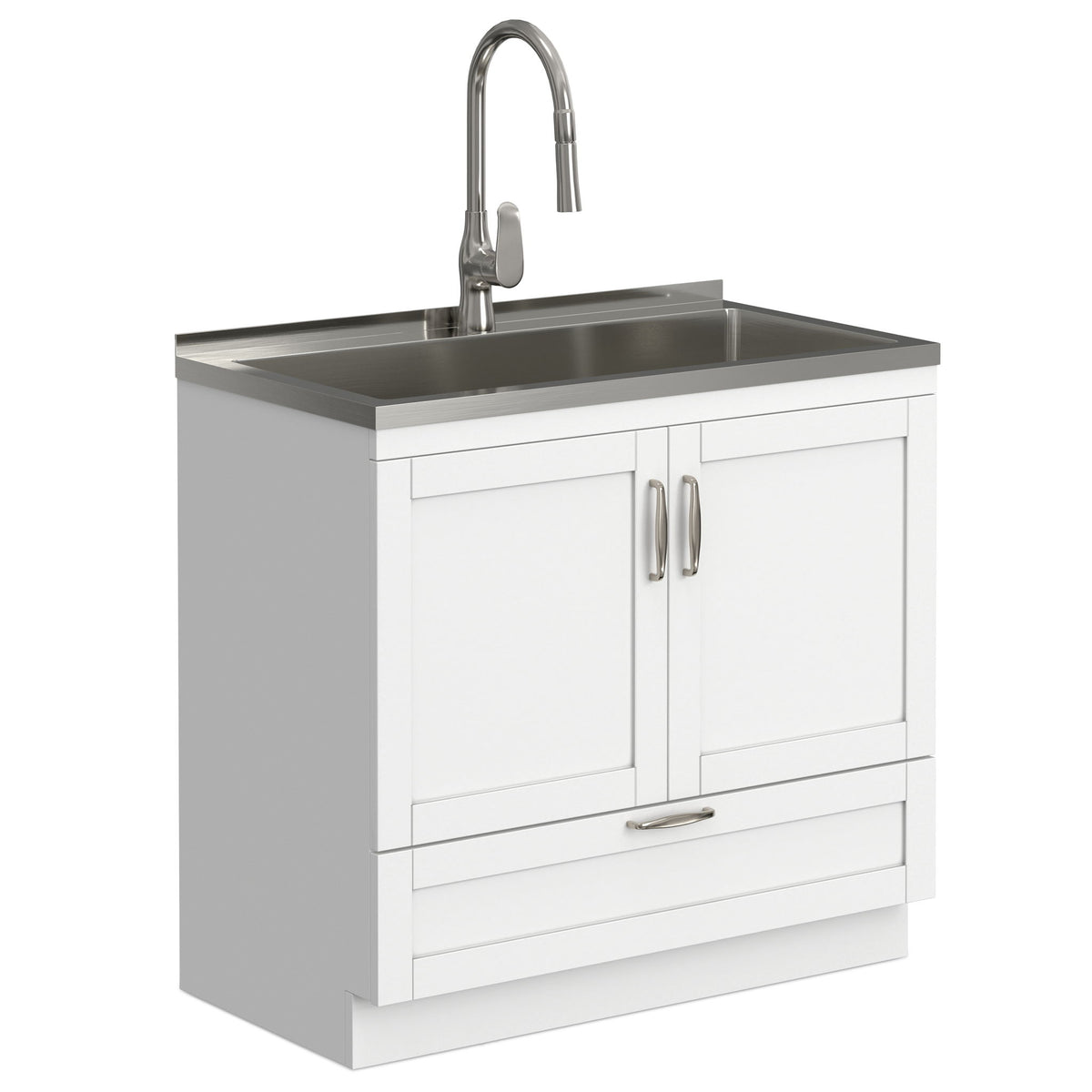 Reed - Deluxe Laundry Cabinet With Pull-Out Faucet And Stainless Steel Sink