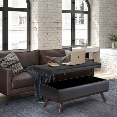 Owen - Lift Top Large Coffee Table Storage Ottoman, Mid Century Style - view 25