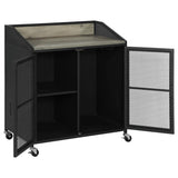 Arlette - 2 Door Mobile Home Bar Wine Cabinet - Sandy Black by CoasterEveryday | Bel Furniture