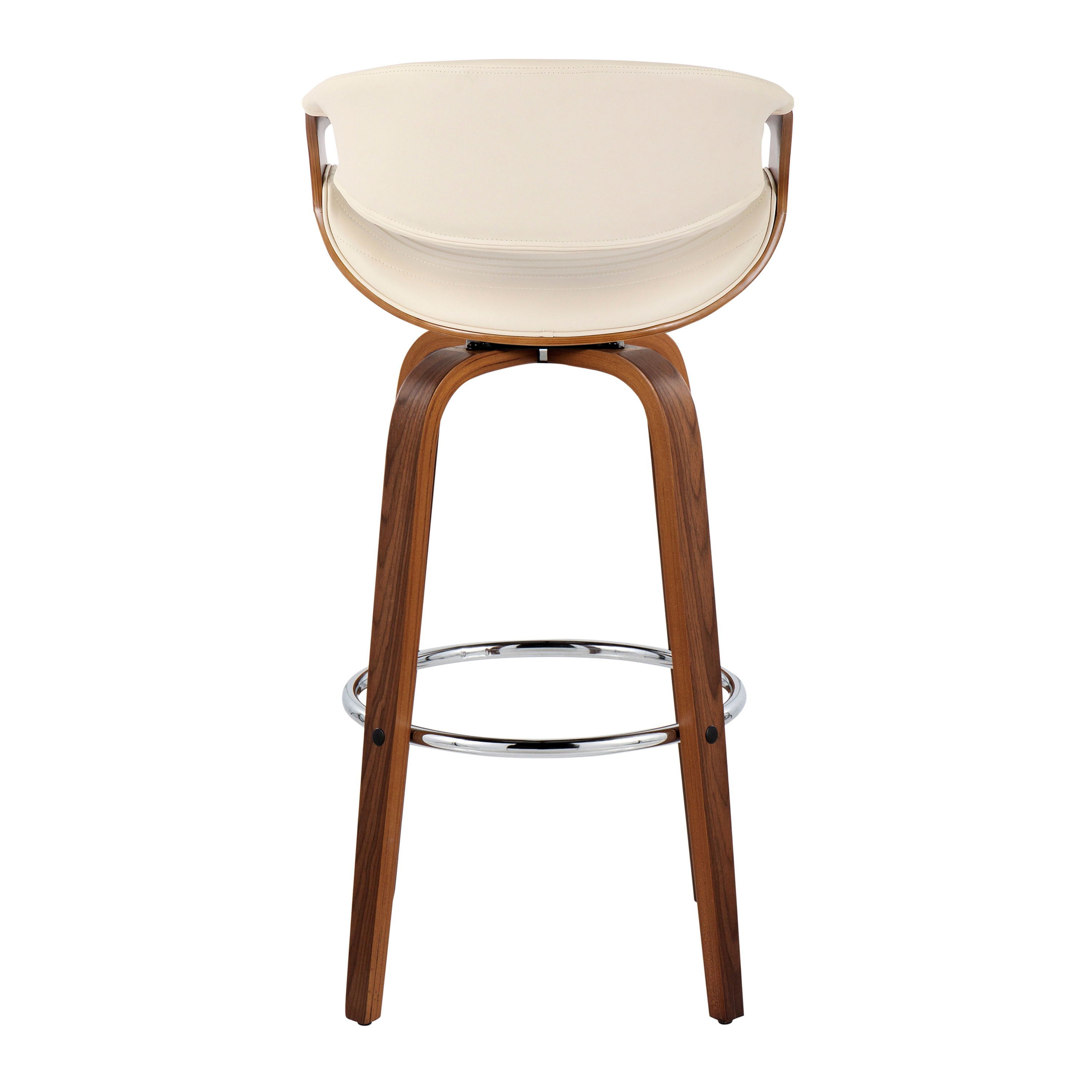 Symphony - Mid Century Modern Fixed Height Barstool With Swivel With Round Footrest (Set of 2)