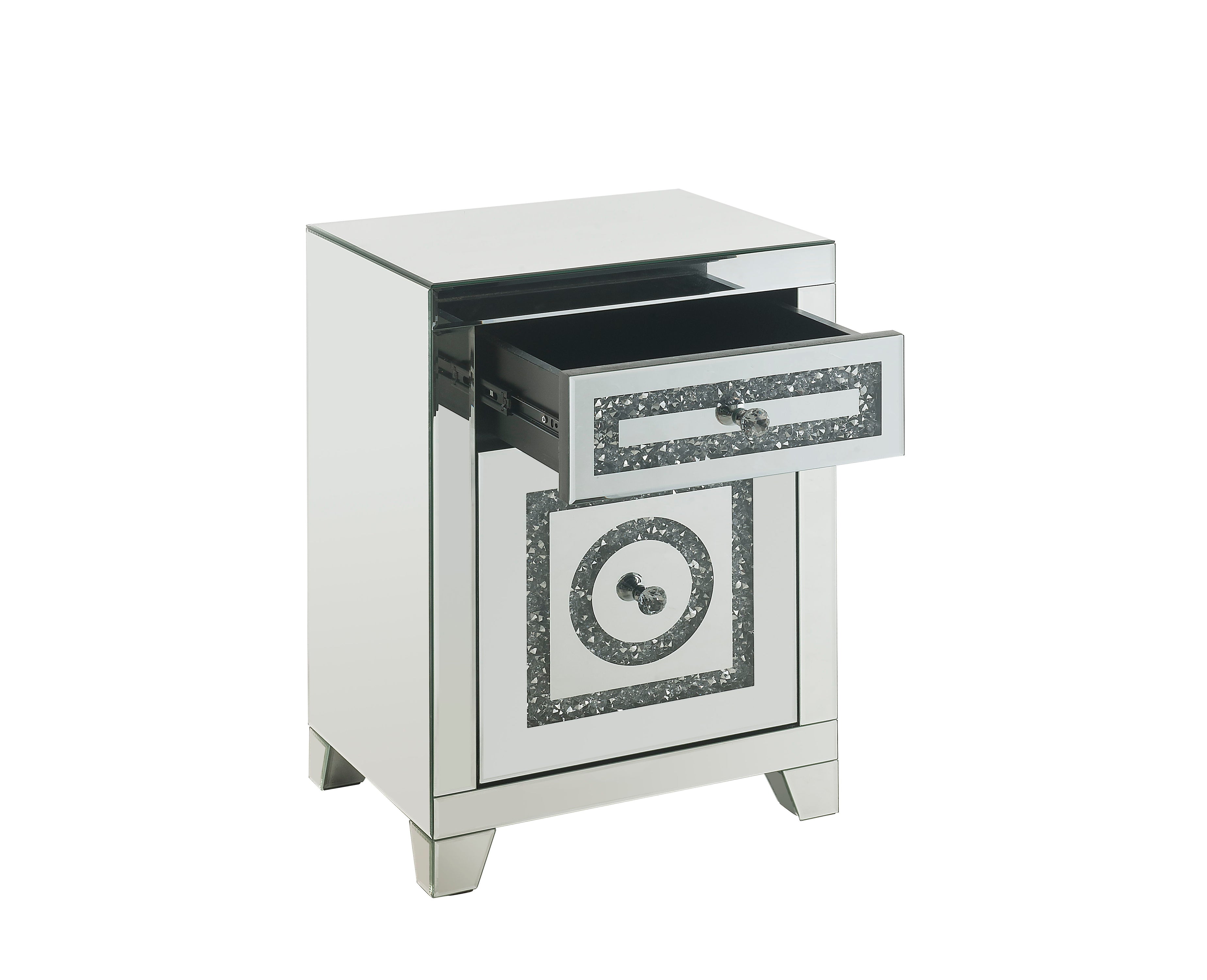 Noralie - Accent Table Mirrored Faux Dimaonds - Silver