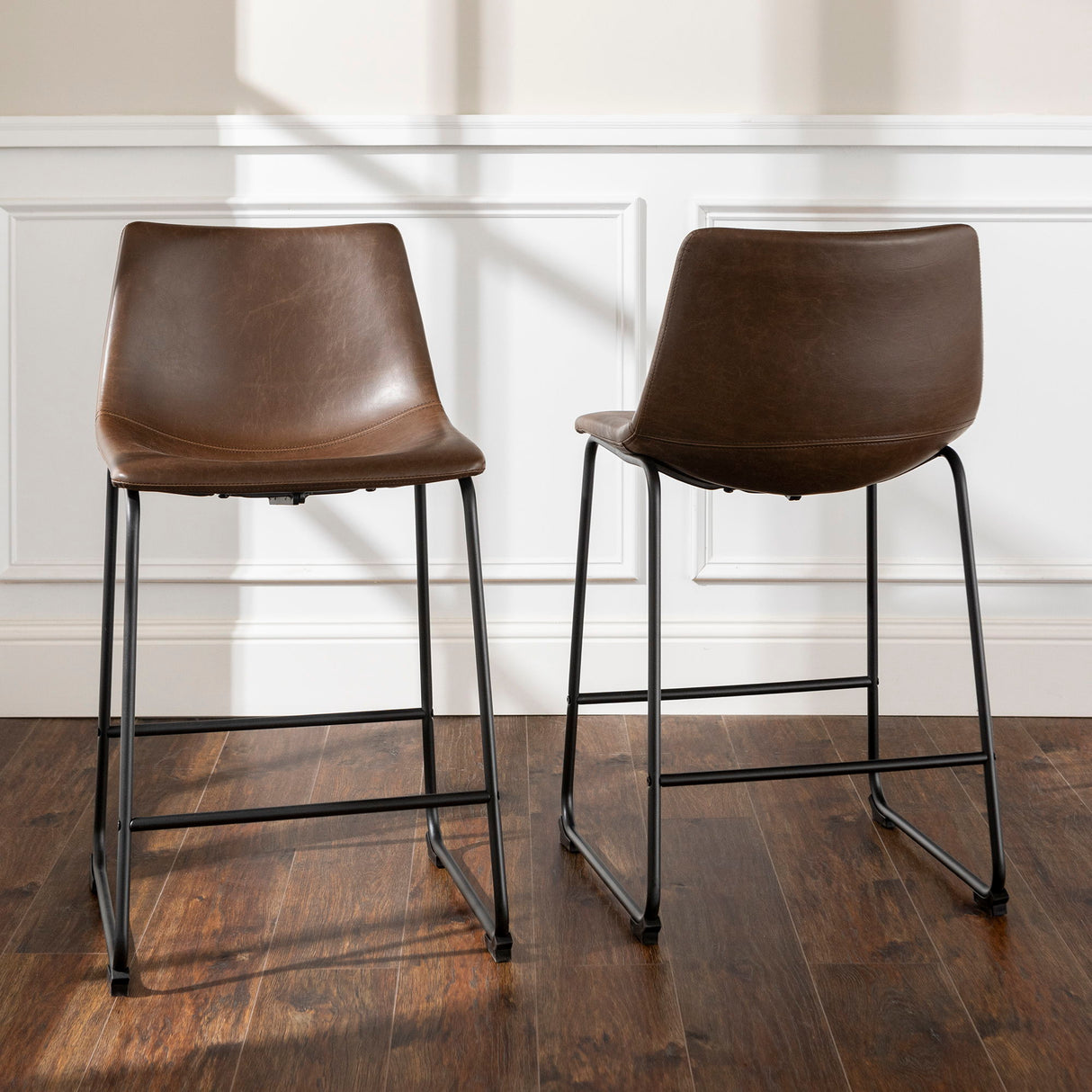 Industrial Counter Stools (Set of 2) by Walker Edison | Bel Furniture