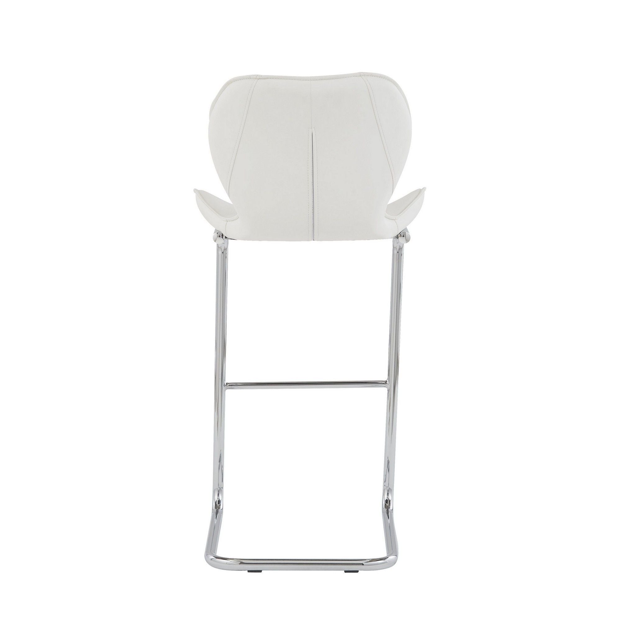 Metal Low Back Bar Height Bar Chairs (Set of 4) - White / Silver