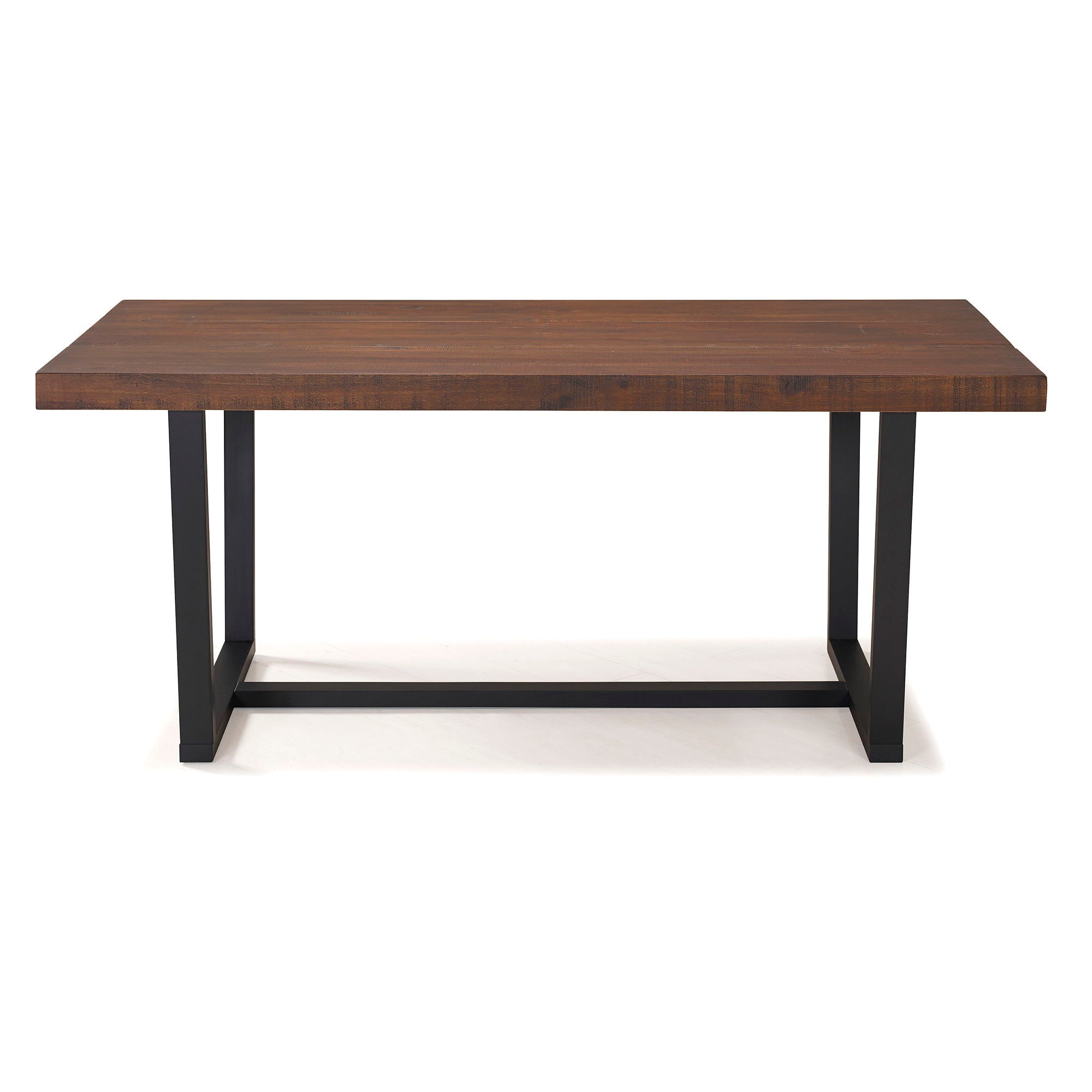 Modern Distressed Solid Wood And Metal Open Frame Dining Table