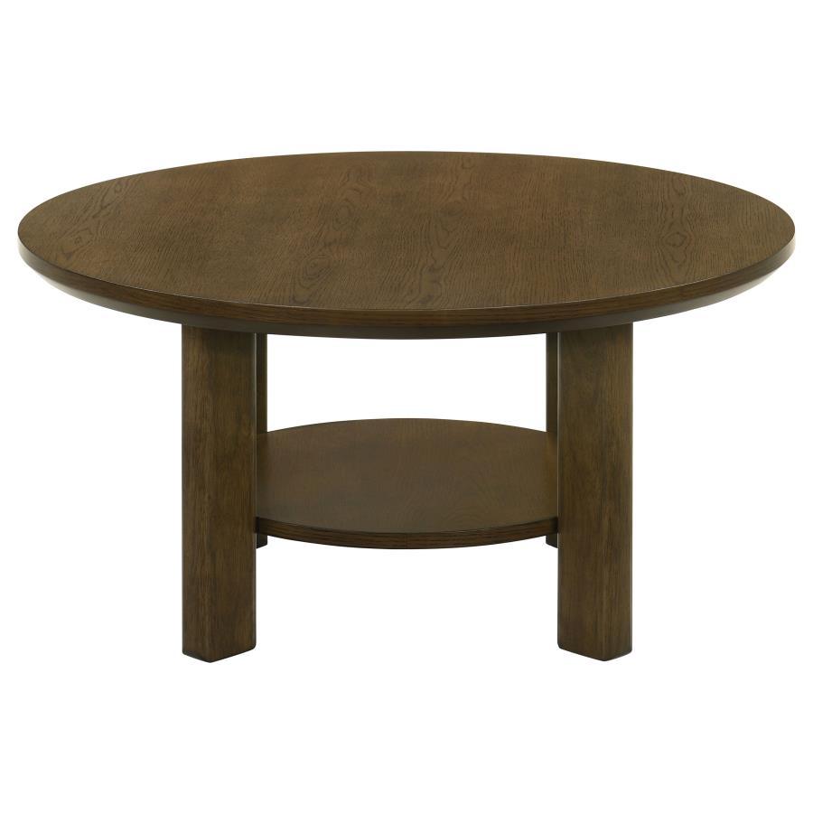 Ottowa - Round Wood Table With Shelf
