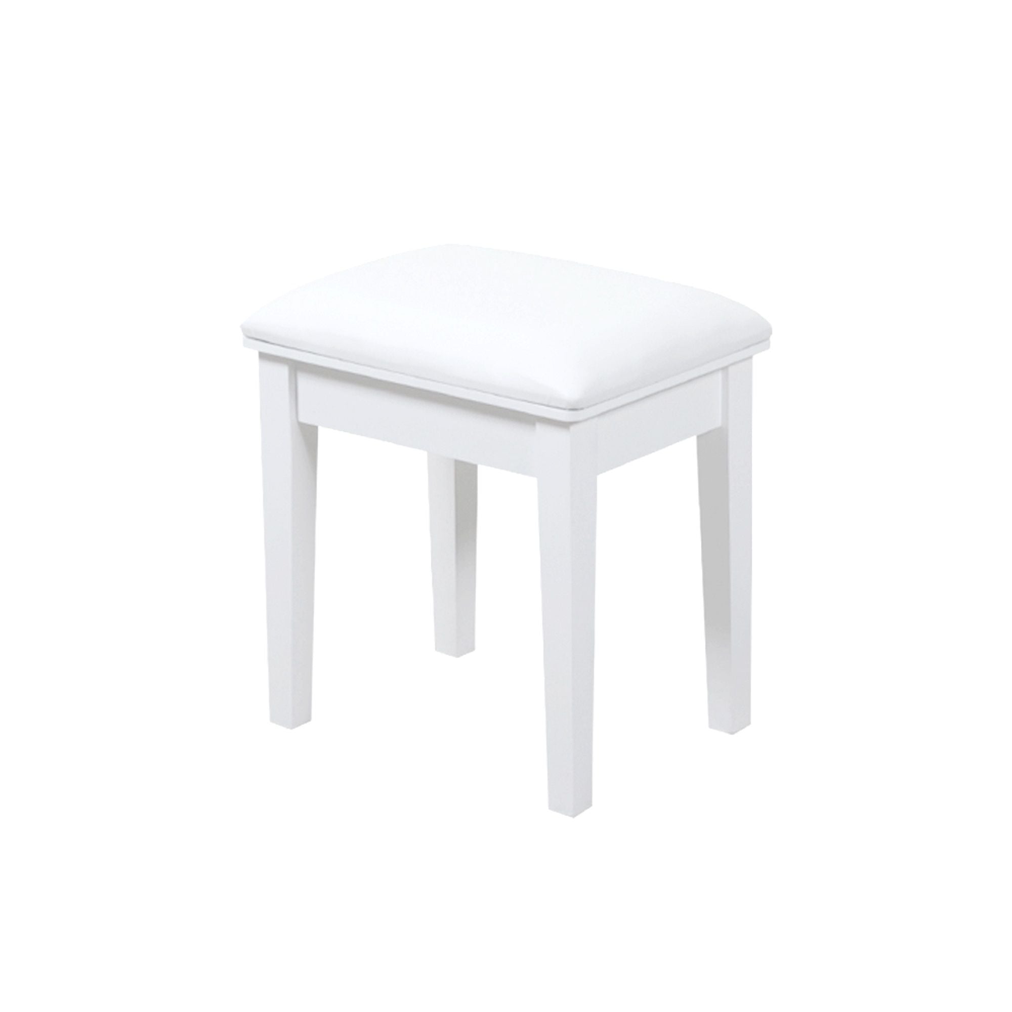 Vanity Stool, Makeup Bench Dressing Stool With Cushion And Solid Legs - White