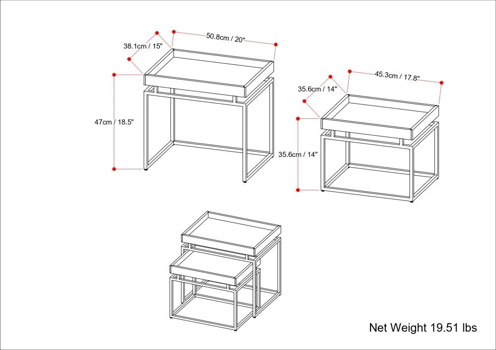 Macy - 2 Pieces Nesting Table - Black / Gold by Simpli-Home | Bel Furniture