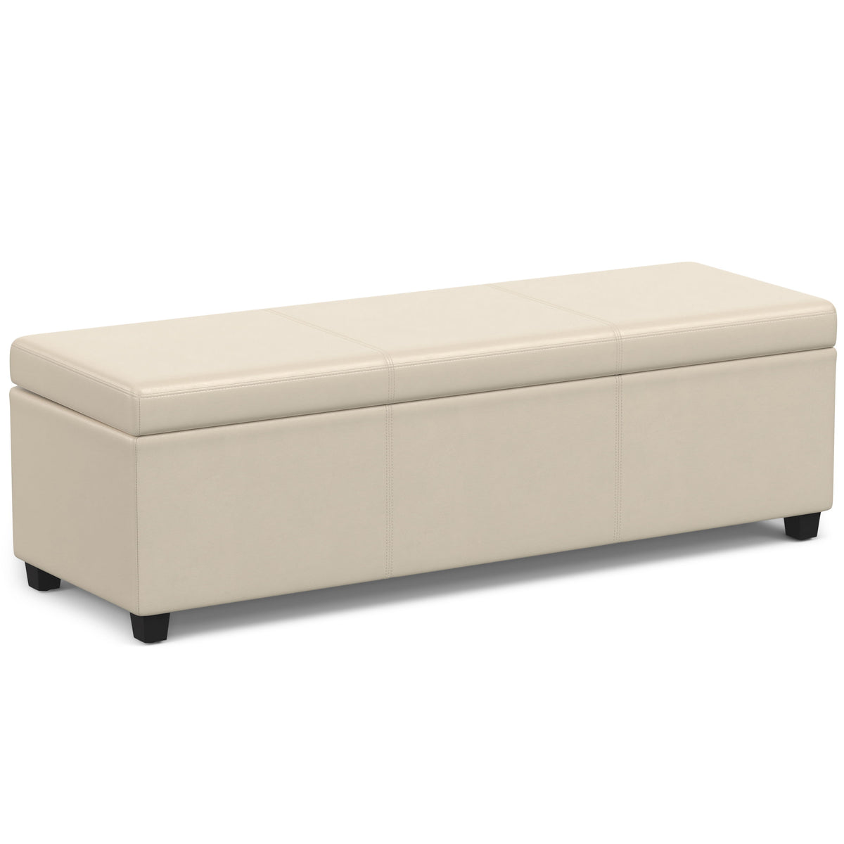 Avalon - Multifunctional Storage Ottoman Bench Beige 53.9"W x 18"D x 16.1"H Faux Leather by Simpli-Home | Bel Furniture