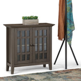 Bedford - Low Storage Media Cabinet - Farmhouse Gray by Simpli-Home | Bel Furniture