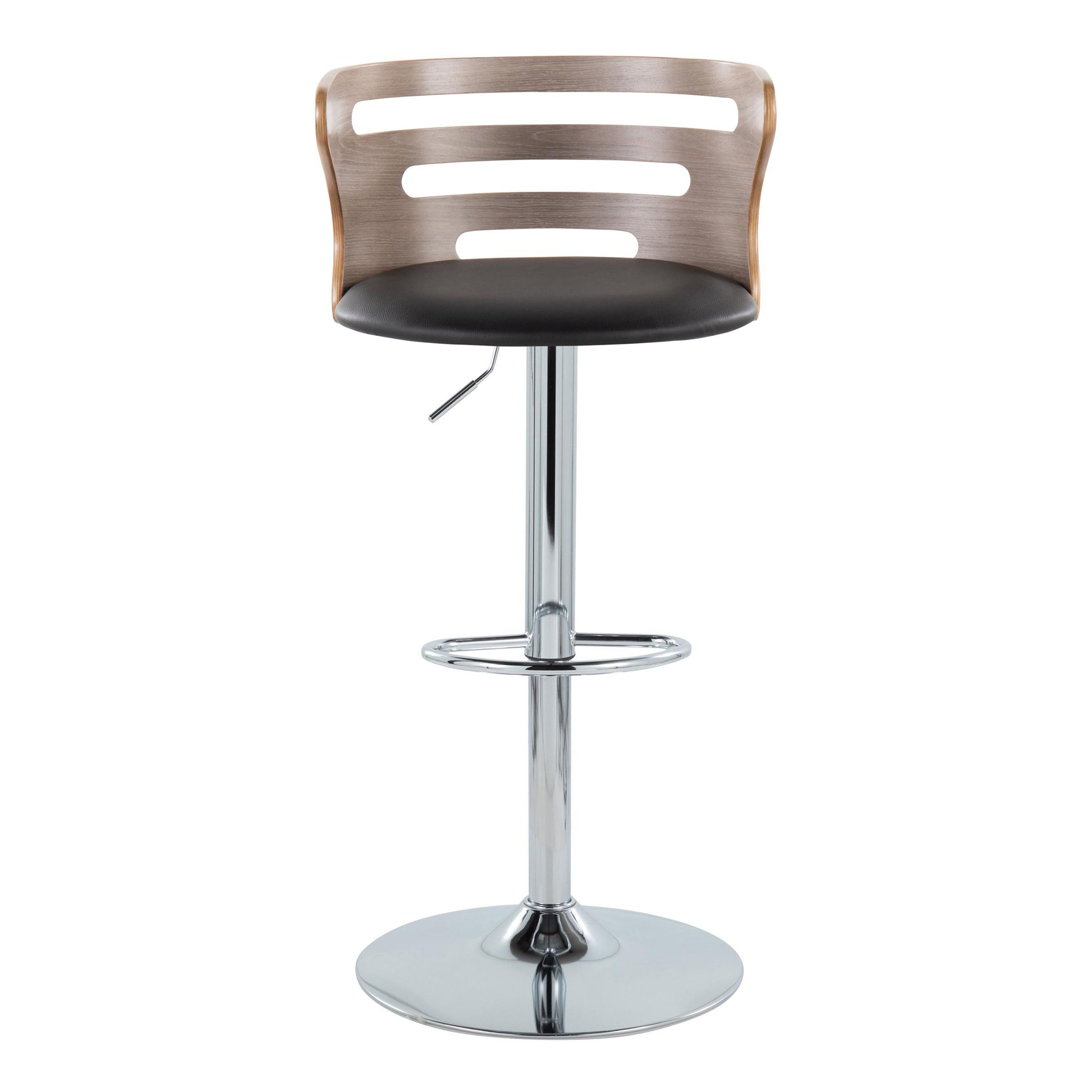 Cosi - Mid-Century Modern Adjustable Barstool With Swivel (Set of 2) - Light Gray / Black