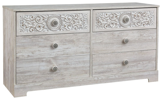 Paxberry - Whitewash - Six Drawer Dresser - Vinyl-Wrapped by Signature Design by Ashley® | Bel Furniture