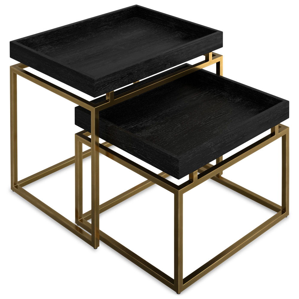 Macy - 2 Pieces Nesting Table - Black / Gold by Simpli-Home | Bel Furniture